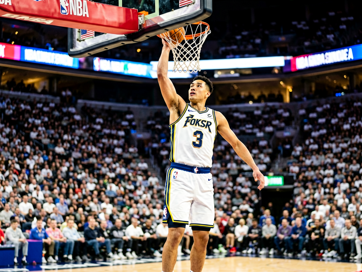NBA职业篮球比赛中球员扣篮的精彩画面